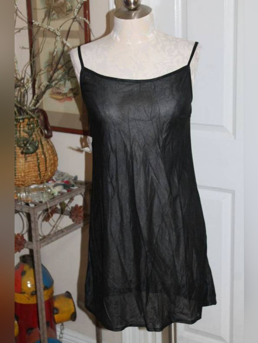 Black Chemise with Adjustable Straps Sz S